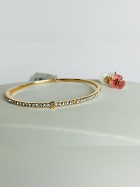 Lauren Ralph Lauren Gold Tone Crystal Pavé Slim Bangle Bracelet